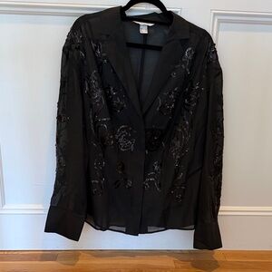 H&m edition sheer organza sequin blouse xl
